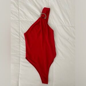 Zara Red One Shoulder Bodysuit Size Small